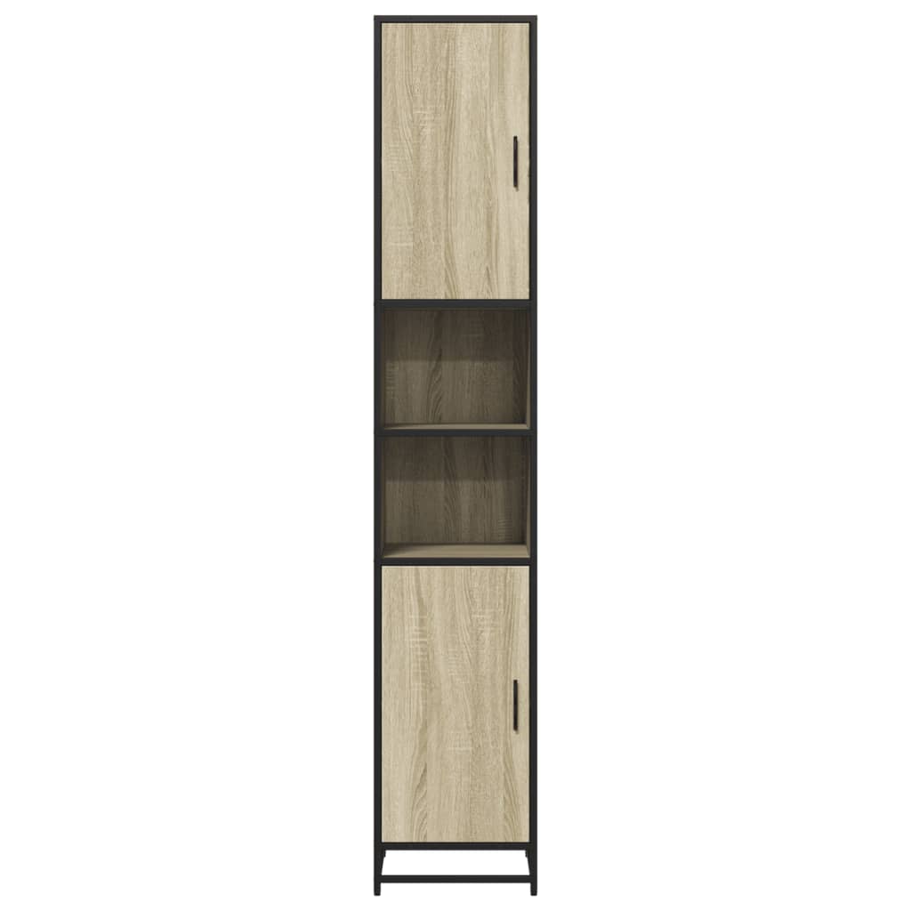 vidaXL Badschrank Eichen-Optik 35x37,5x188,5 cm Holzwerkstoff Metall