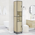 vidaXL Badschrank Eichen-Optik 35x37,5x188,5 cm Holzwerkstoff Metall
