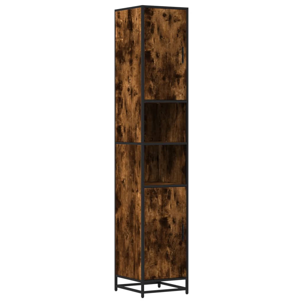 vidaXL Badschrank Räuchereiche 35x37,5x188,5 cm Holzwerkstoff Metall