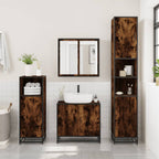 vidaXL Badschrank Räuchereiche 35x37,5x188,5 cm Holzwerkstoff Metall