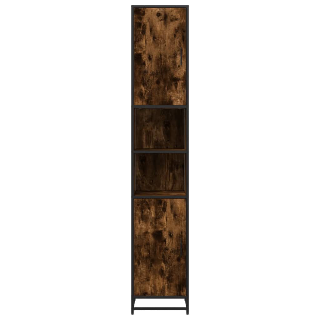 vidaXL Badschrank Räuchereiche 35x37,5x188,5 cm Holzwerkstoff Metall