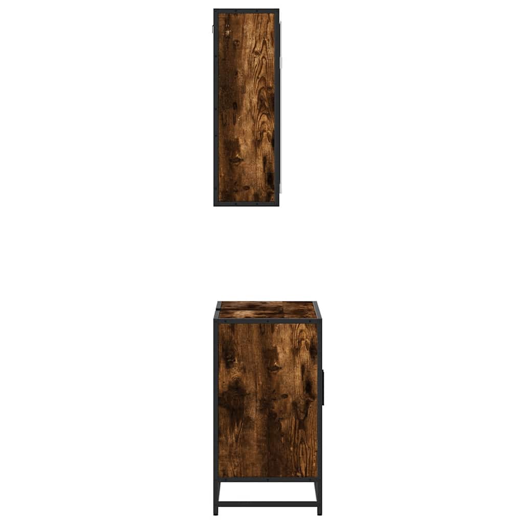 vidaXL 2-tlg. Badmöbel-Set Räuchereiche Holzwerkstoff