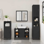 vidaXL 2-tlg. Badmöbel-Set Schwarz Holzwerkstoff