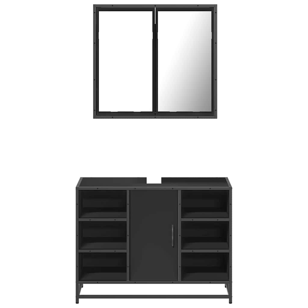 vidaXL 2-tlg. Badmöbel-Set Schwarz Holzwerkstoff