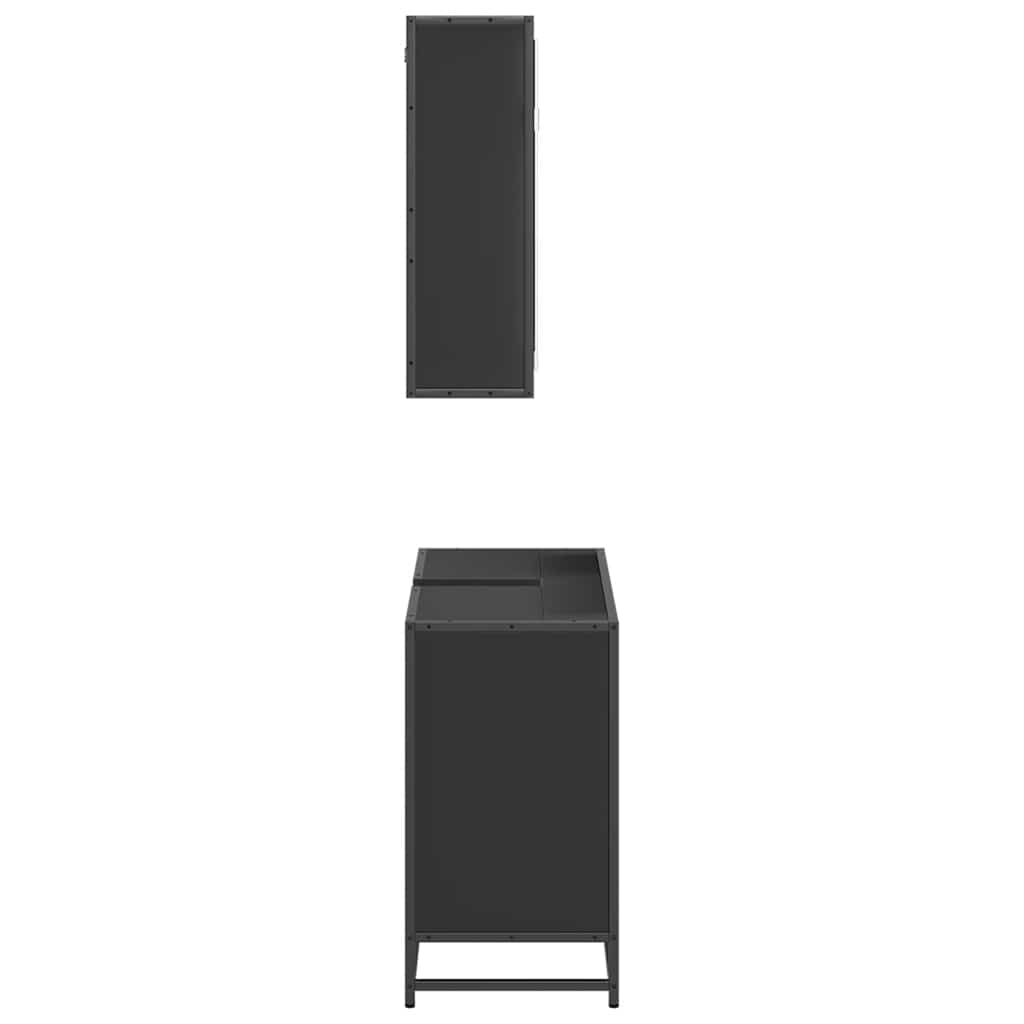 vidaXL 2-tlg. Badmöbel-Set Schwarz Holzwerkstoff