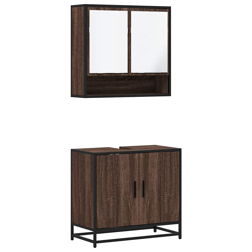 vidaXL 2-tlg. Badmöbel-Set Braun Eichen-Optik Holzwerkstoff