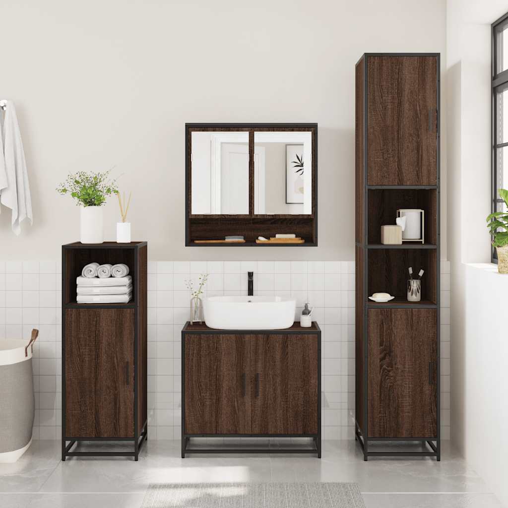 vidaXL 2-tlg. Badmöbel-Set Braun Eichen-Optik Holzwerkstoff