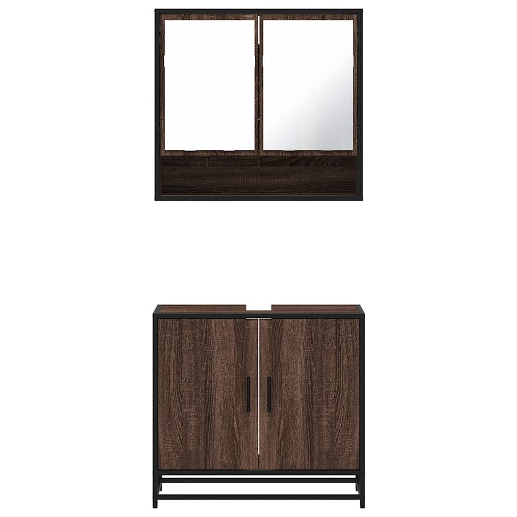 vidaXL 2-tlg. Badmöbel-Set Braun Eichen-Optik Holzwerkstoff