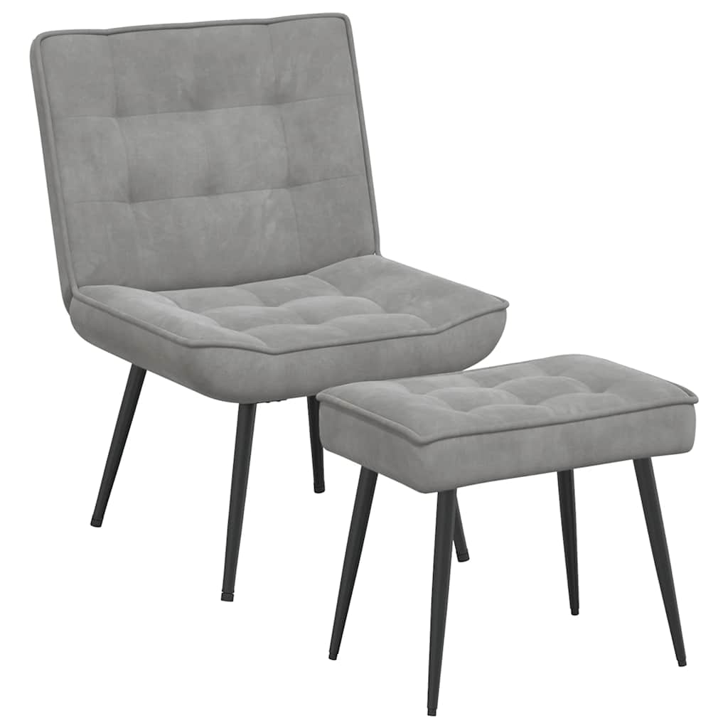 vidaXL Relaxsessel mit Hocker Hellgrau Samt