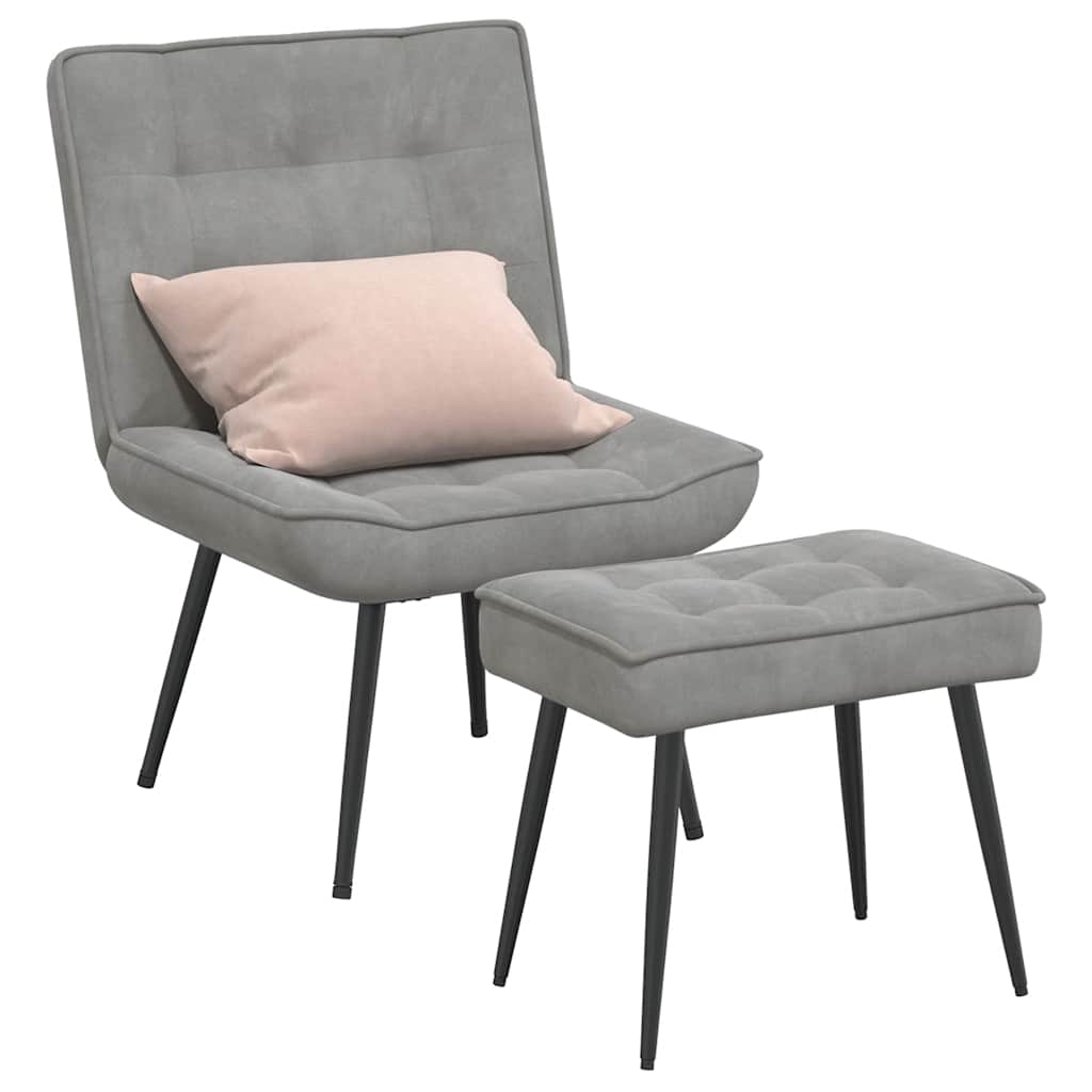 vidaXL Relaxsessel mit Hocker Hellgrau Samt