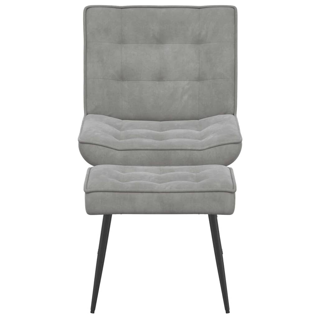 vidaXL Relaxsessel mit Hocker Hellgrau Samt