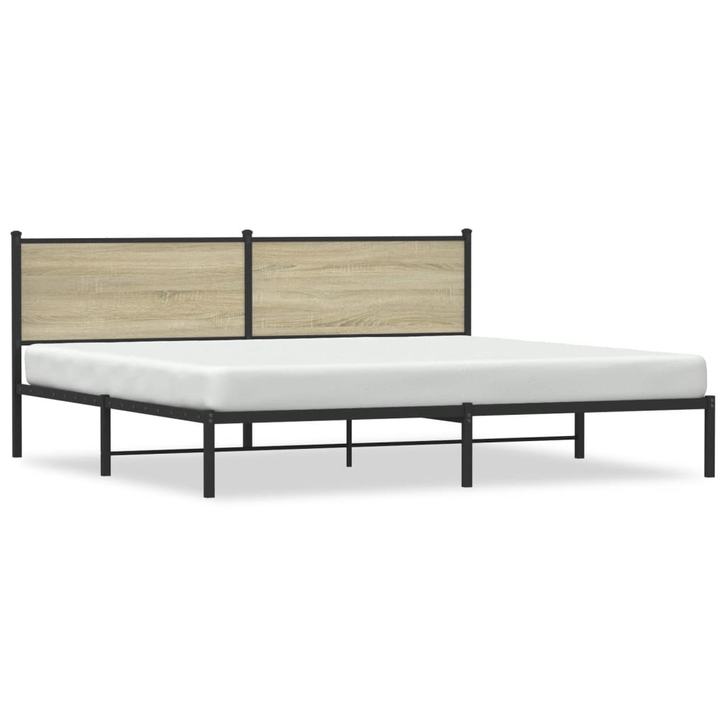 vidaXL Metallbett ohne Matratze Sonoma-Eiche 200x200 cm