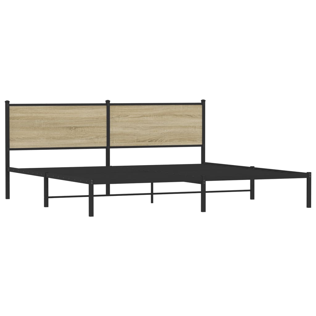 vidaXL Metallbett ohne Matratze Sonoma-Eiche 200x200 cm