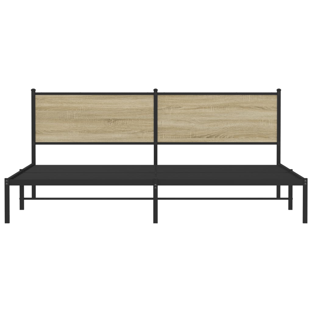 vidaXL Metallbett ohne Matratze Sonoma-Eiche 200x200 cm