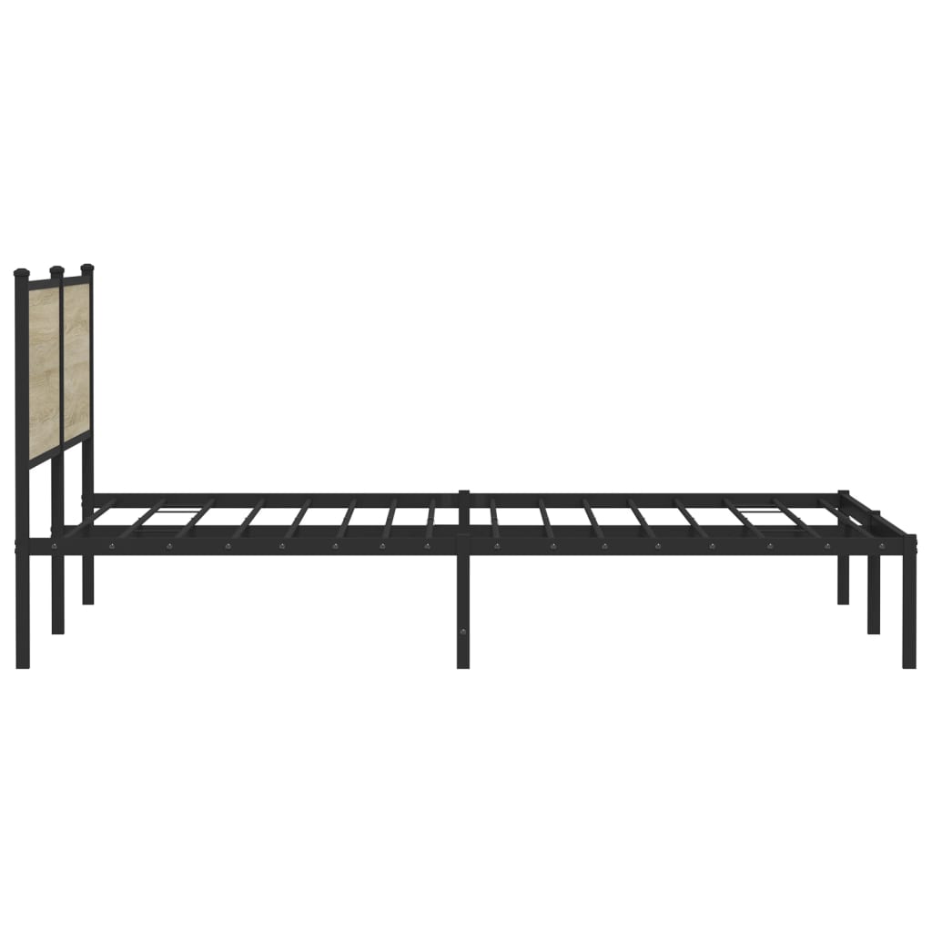 vidaXL Metallbett ohne Matratze Sonoma-Eiche 200x200 cm