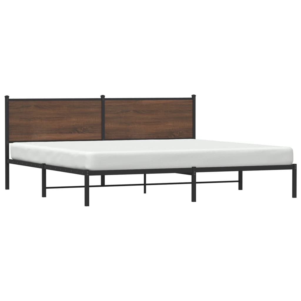 vidaXL Metallbett ohne Matratze Braun Eichen-Optik 200x200 cm