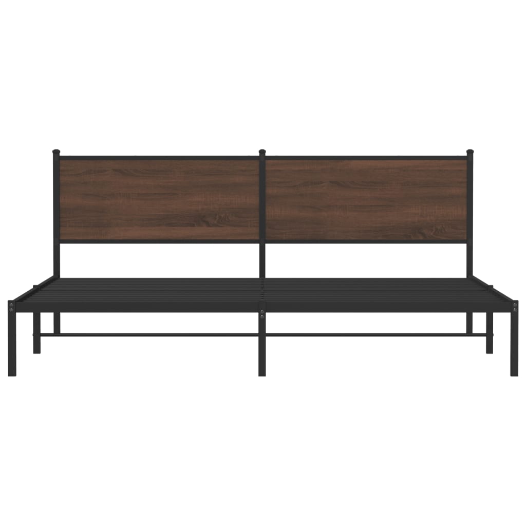 vidaXL Metallbett ohne Matratze Braun Eichen-Optik 200x200 cm