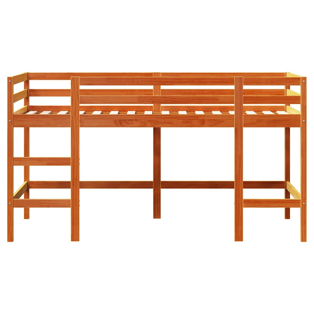 vidaXL Kinderhochbett mit Leiter Wachsbraun 80x200cm Massivholz Kiefer