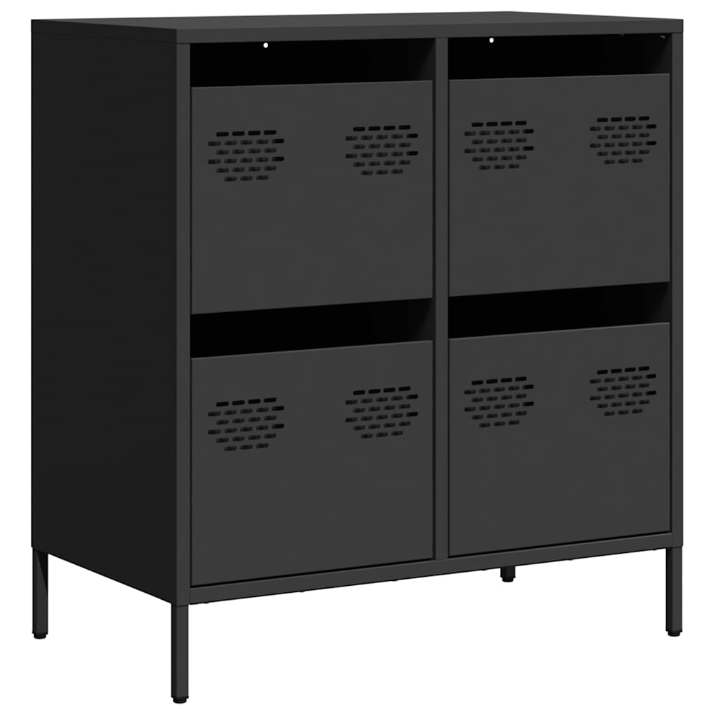 vidaXL Sideboard Schwarz 68x39x73,5 cm Kaltgewalzter Stahl