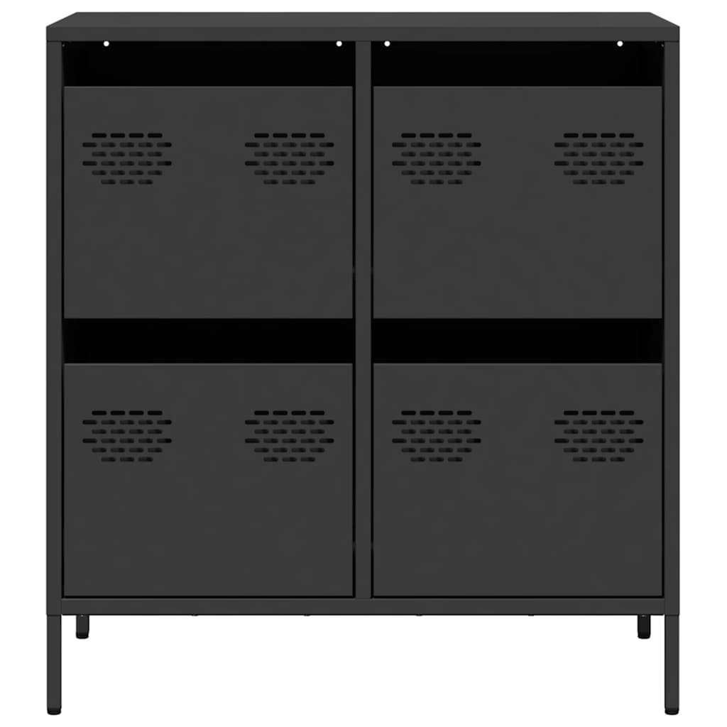 vidaXL Sideboard Schwarz 68x39x73,5 cm Kaltgewalzter Stahl