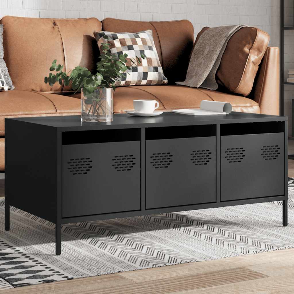 vidaXL Couchtisch Schwarz 101,5x50x43,5 cm Kaltgewalzter Stahl