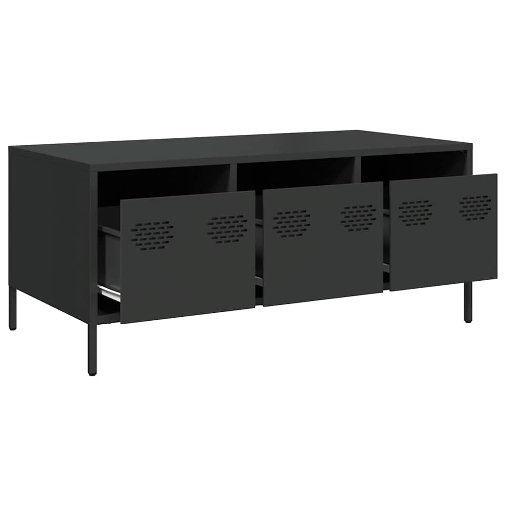 vidaXL Couchtisch Schwarz 101,5x50x43,5 cm Kaltgewalzter Stahl