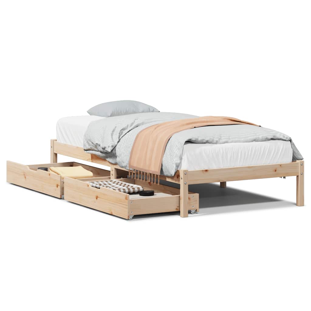vidaXL Massivholzbett ohne Matratze 75x190 cm Kiefernholz