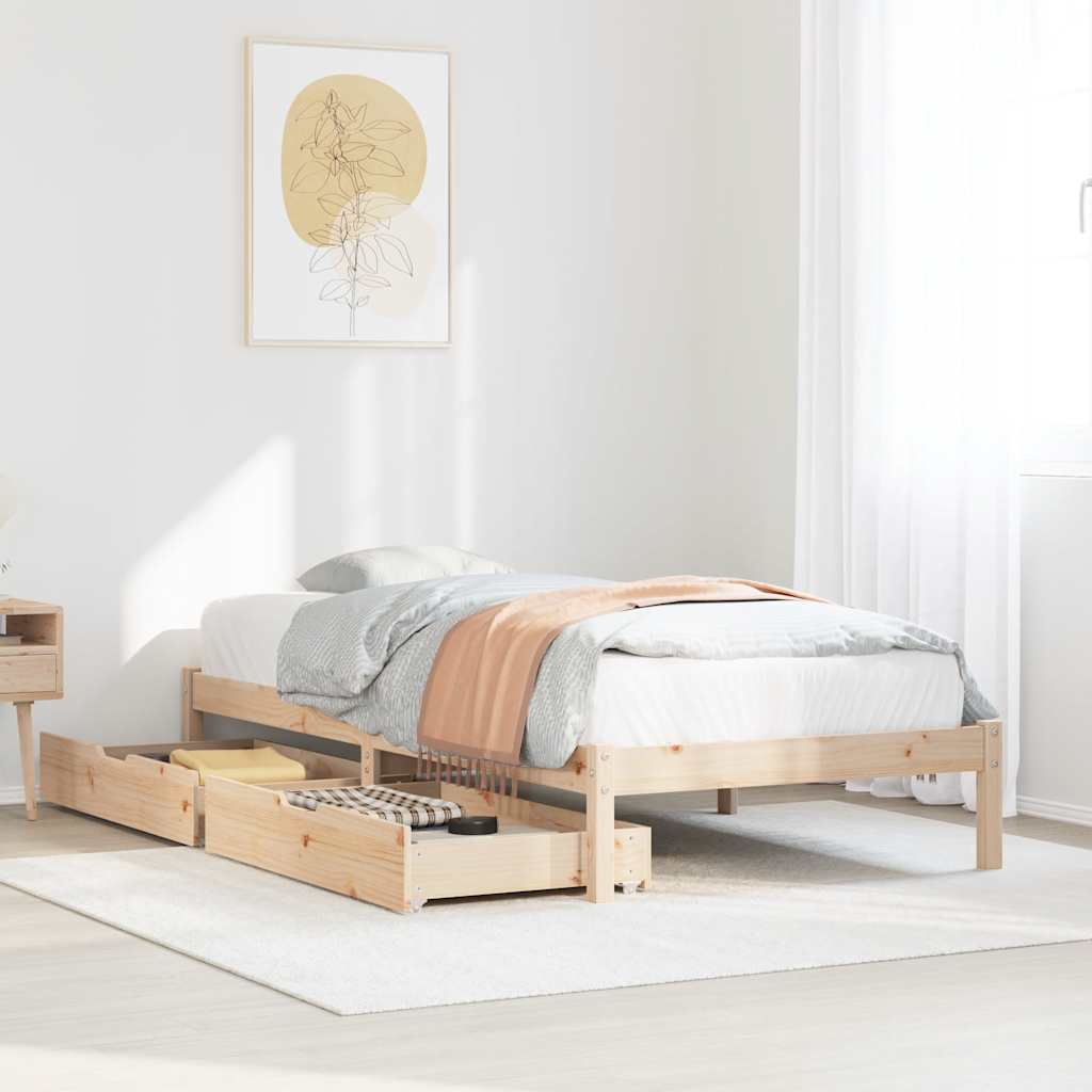 vidaXL Massivholzbett ohne Matratze 75x190 cm Kiefernholz
