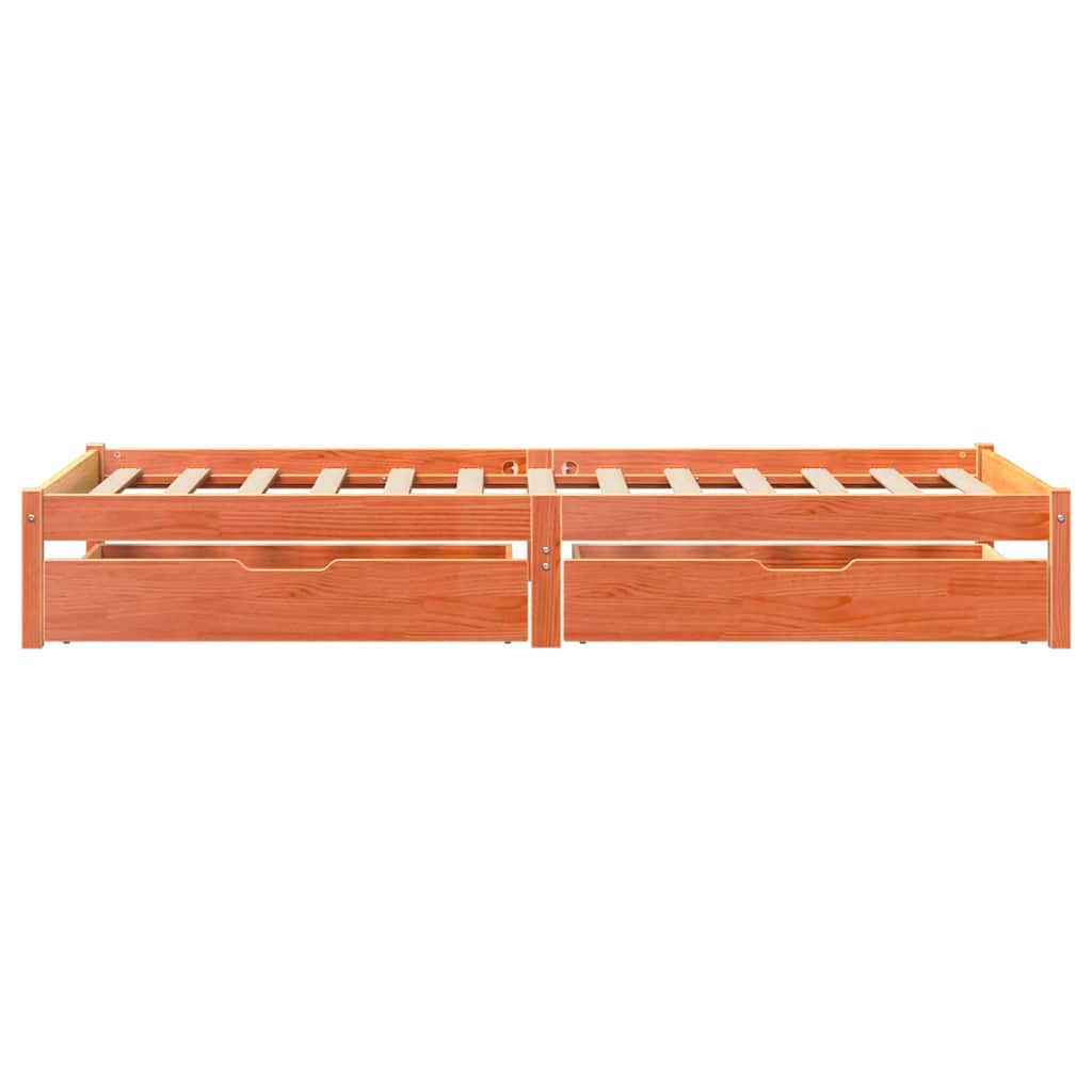 vidaXL Massivholzbett ohne Matratze Wachsbraun 75x190 cm Kiefernholz