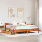 vidaXL Massivholzbett mit Schubladen Wachsbraun 200x200 cm Kiefer