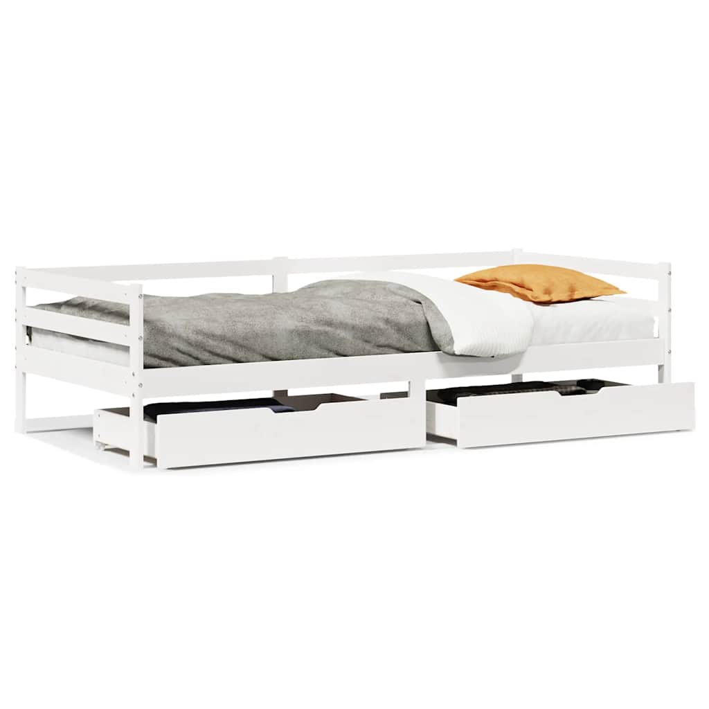 vidaXL Tagesbett mit Schubladen Weiß 90x200 cm Kiefernholz