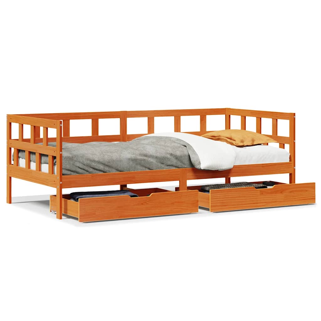 vidaXL Tagesbett mit Schubladen ohne Matratze 90x200 cm Massivholz
