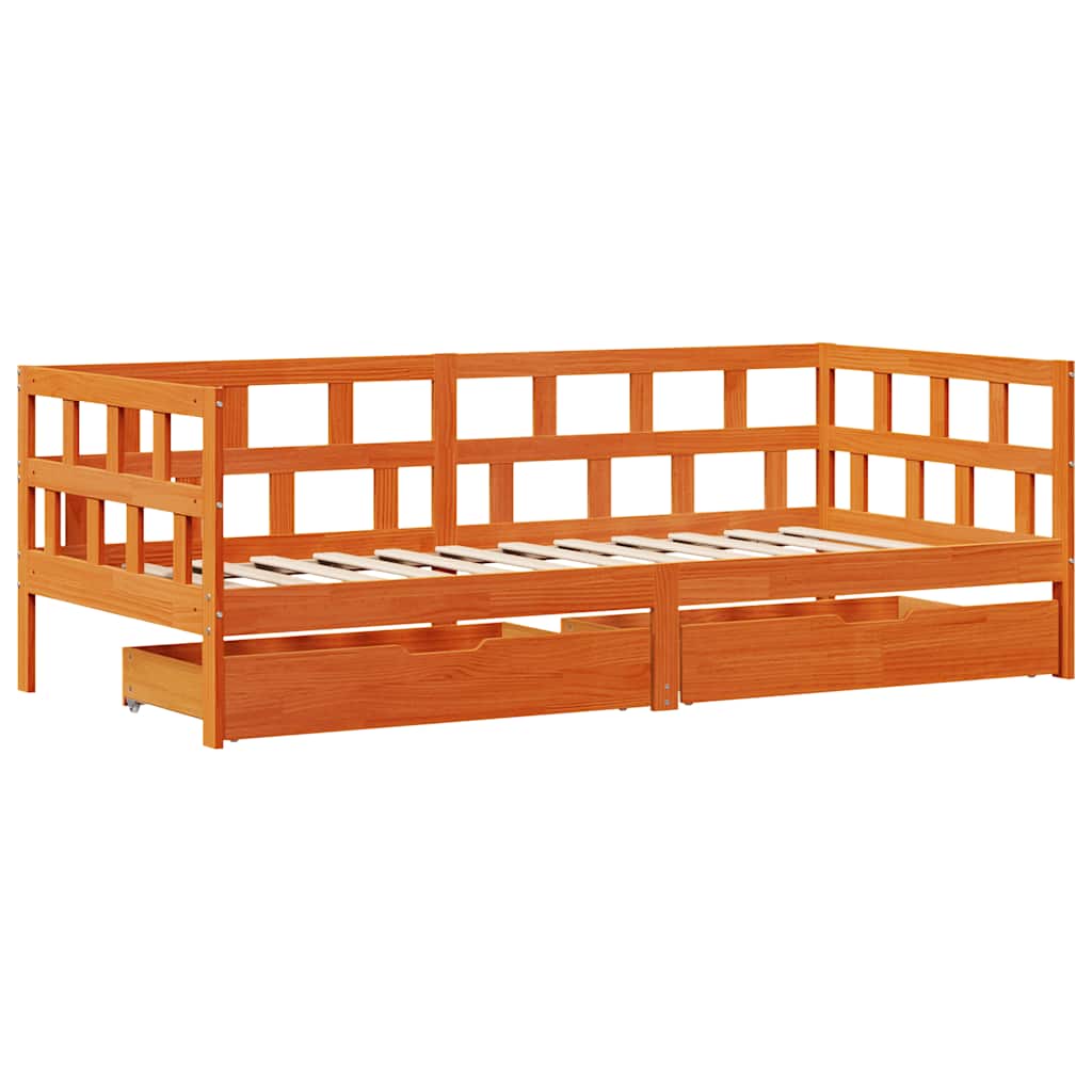 vidaXL Tagesbett mit Schubladen ohne Matratze 90x200 cm Massivholz