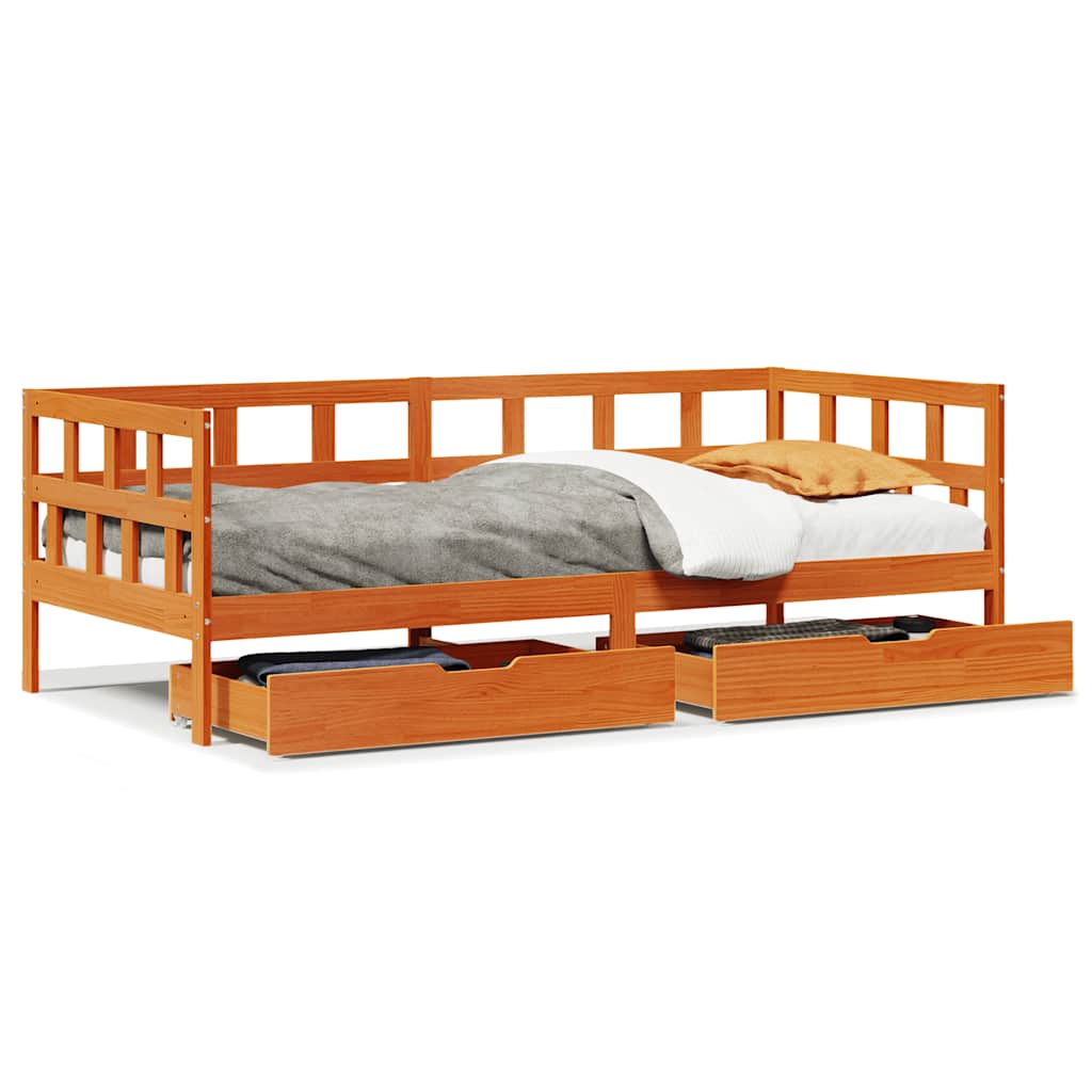 vidaXL Tagesbett mit Schubladen Wachsbraun 80x200 cm Massivholz Kiefer