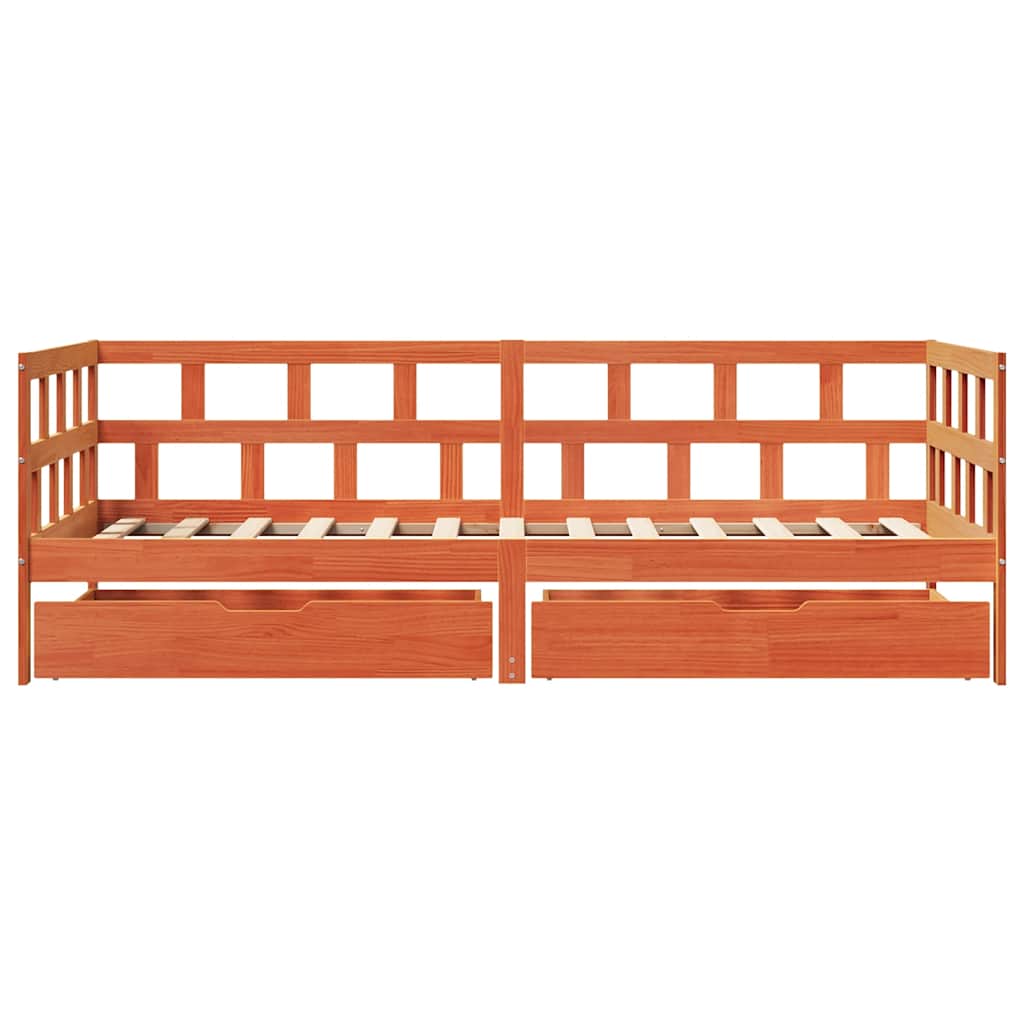 vidaXL Tagesbett mit Schubladen Wachsbraun 80x200 cm Massivholz Kiefer