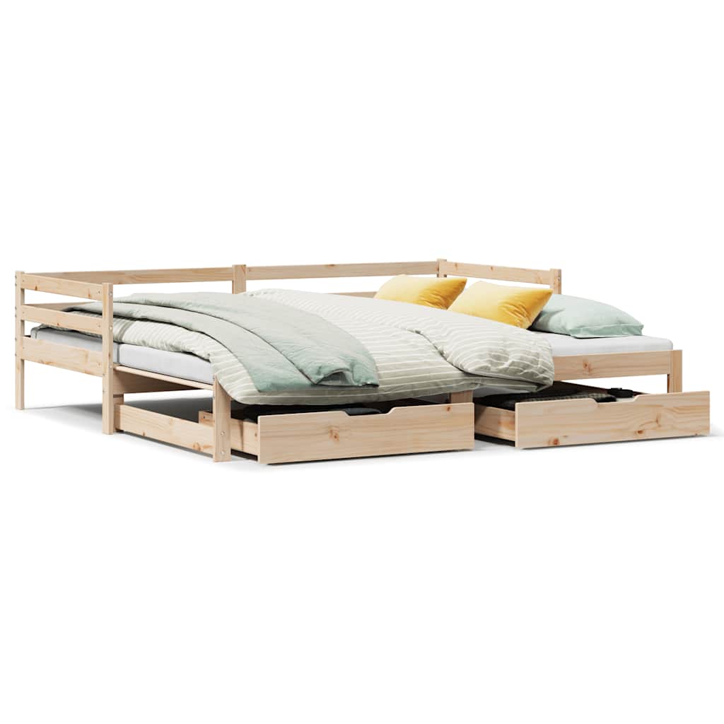 vidaXL Tagesbett Ausziehbar mit Schubladen ohne Matratze 90x190 cm