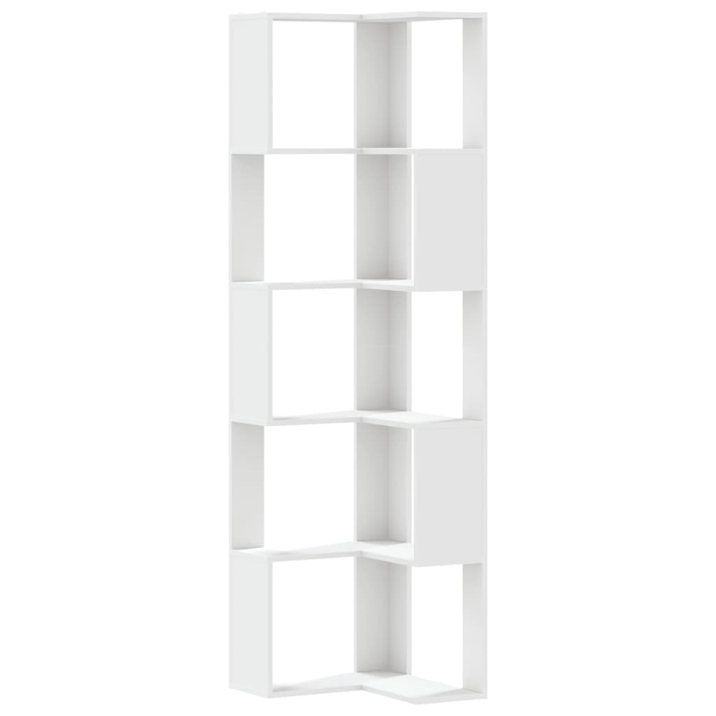 vidaXL Eck-Bücherregal 5 Böden Weiß 50x50x179 cm Holzwerkstoff