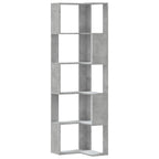 vidaXL Eck-Bücherregal 5 Böden Betongrau 50x50x179 cm Holzwerkstoff