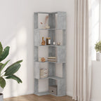 vidaXL Eck-Bücherregal 5 Böden Betongrau 50x50x179 cm Holzwerkstoff