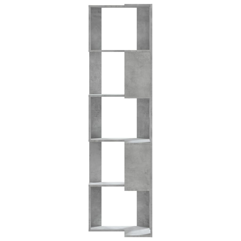 vidaXL Eck-Bücherregal 5 Böden Betongrau 50x50x179 cm Holzwerkstoff