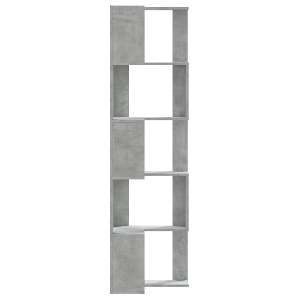 vidaXL Eck-Bücherregal 5 Böden Betongrau 50x50x179 cm Holzwerkstoff