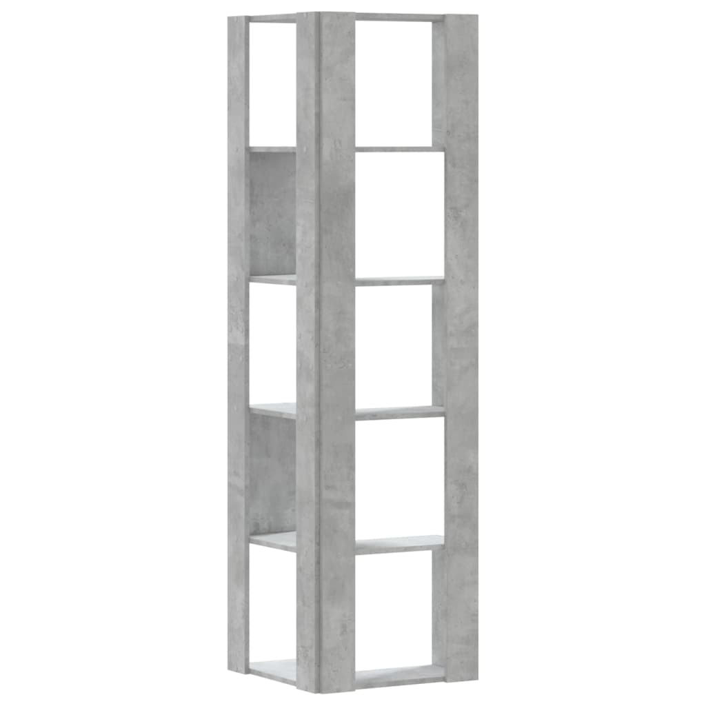 vidaXL Eck-Bücherregal 5 Böden Betongrau 50x50x179 cm Holzwerkstoff