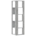 vidaXL Eck-Bücherregal 5 Böden Betongrau 50x50x179 cm Holzwerkstoff