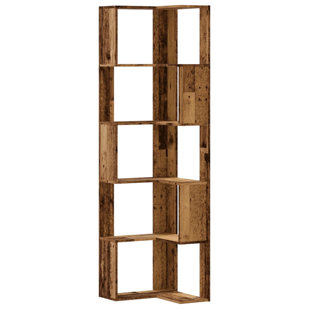 vidaXL Eck-Bücherregal 5 Böden Altholz-Optik 50x50x179cm Holzwerkstoff