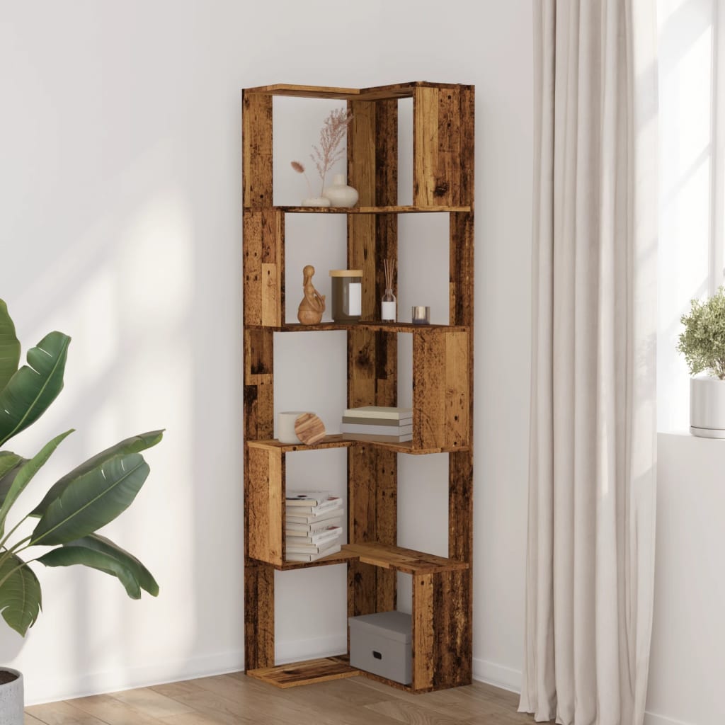 vidaXL Eck-Bücherregal 5 Böden Altholz-Optik 50x50x179cm Holzwerkstoff