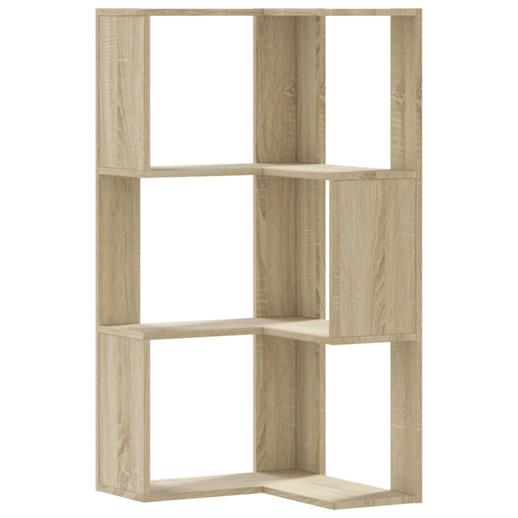 vidaXL Eck-Bücherregal 3 Böden Sonoma-Eiche 50x50x102 cm Holzwerkstoff