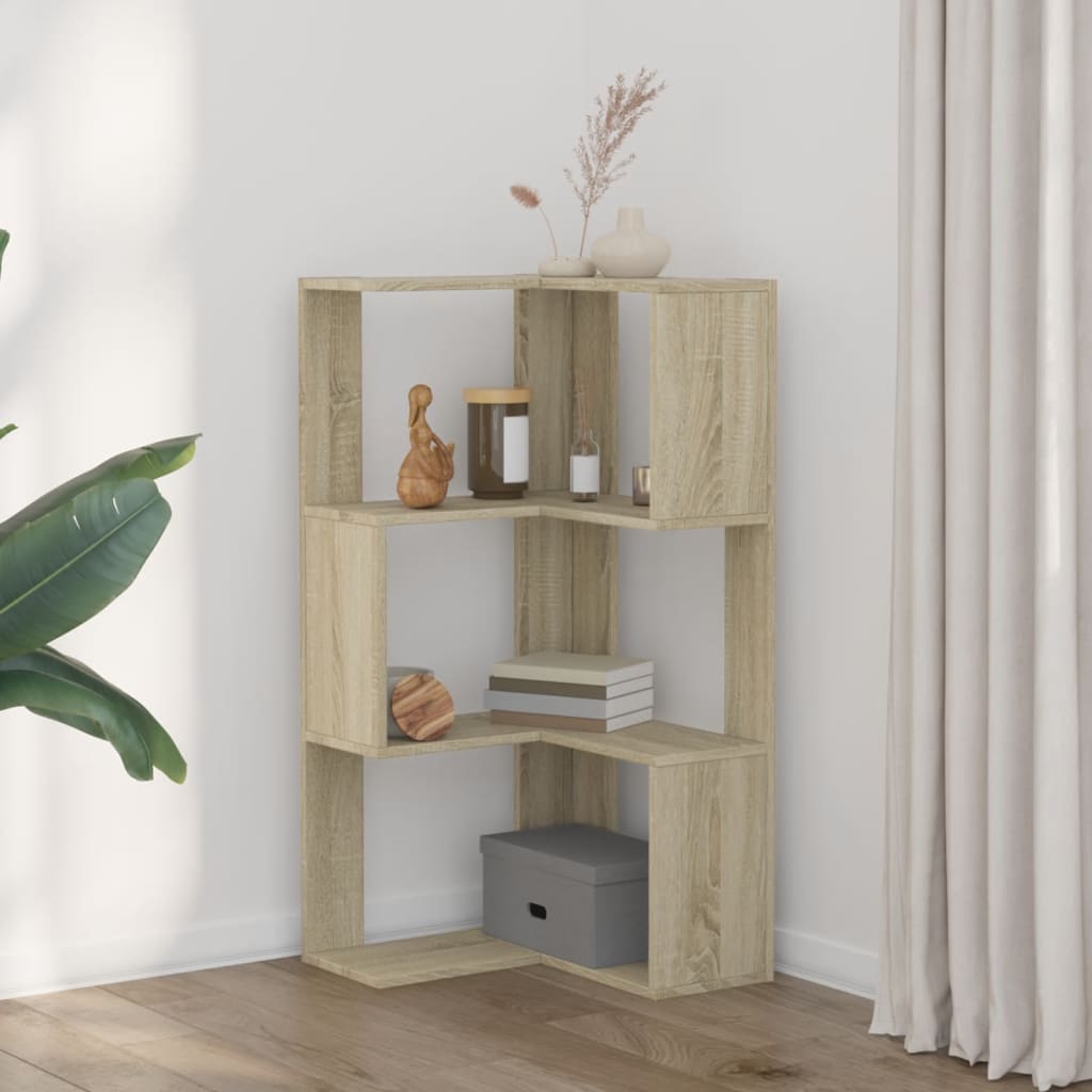 vidaXL Eck-Bücherregal 3 Böden Sonoma-Eiche 50x50x102 cm Holzwerkstoff