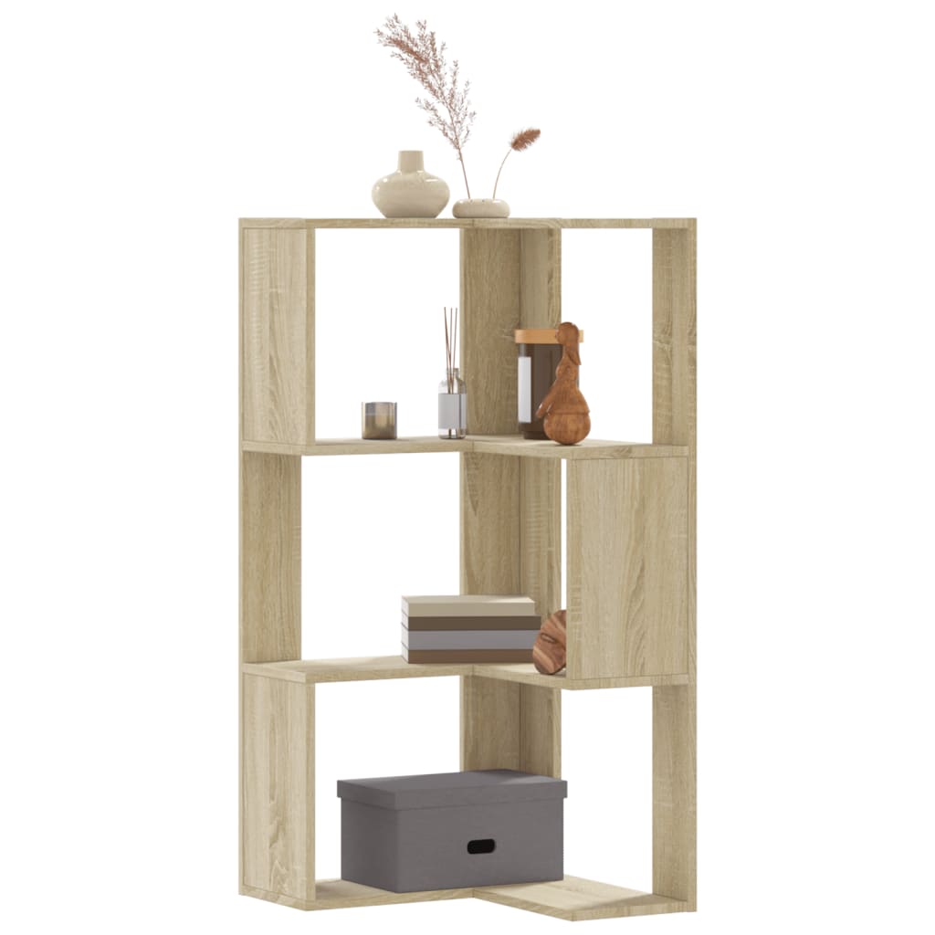 vidaXL Eck-Bücherregal 3 Böden Sonoma-Eiche 50x50x102 cm Holzwerkstoff