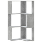 vidaXL Eck-Bücherregal 3 Böden Betongrau 50x50x102 cm Holzwerkstoff