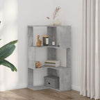 vidaXL Eck-Bücherregal 3 Böden Betongrau 50x50x102 cm Holzwerkstoff